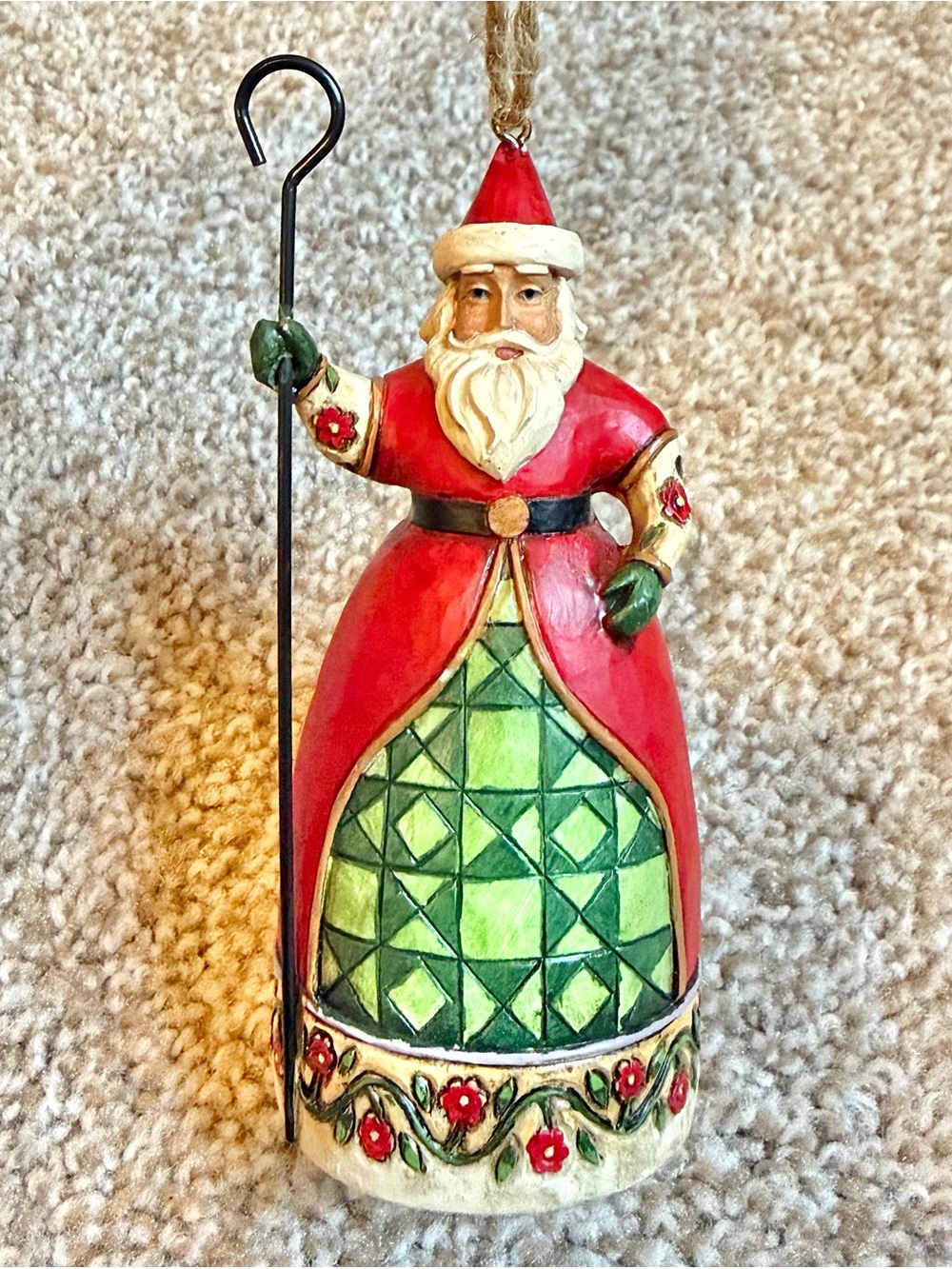 Jim Shore Heartwood Creek Santa With Cane Hanging Christmas Ornament 4017601
